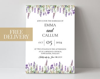 Personalised Lavender Wedding Invitations, Modern Wedding Invite, Wedding RSVP, Evening Reception Invite, Printed Wedding Invitations, Boho