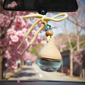Car Diffuser | Air Freshener | Cute Car accessories for women | Car freshies | Hanging Car Oil Diffuser Gift | Refill | Drop Shape |Wood Cap