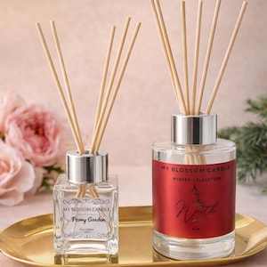 Essential Oil Room Reed Diffuser | Vegan Aromatherapy, Natural Oil Scents, Reusable and Refillable Glass