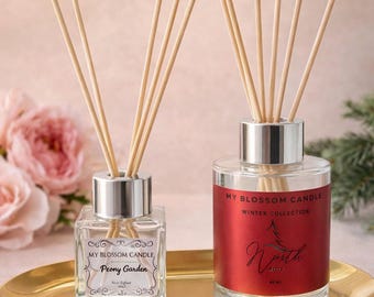 Essential Oil Room Reed Diffuser | Vegan Aromatherapy, Natural Oil Scents, Reusable and Refillable Glass