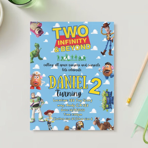 ToyStory Two Infinity and beyond party invitation
