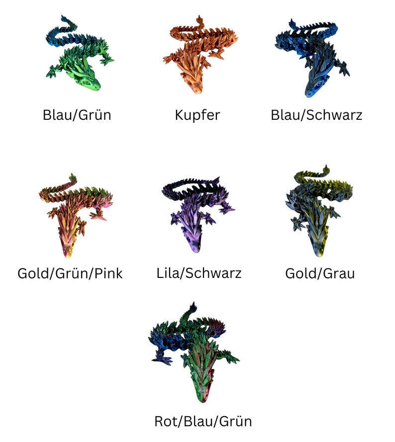Drache 3D Druck Beweglicher Kristall Glieder Drache - Handgefertigter Kristall Drache für Dekoration und Sammler