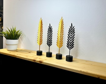 Minimalistisch designte 3D gedruckte Feder 4er Set | Elegante Dekoration in Wunschfarben für modernes Zuhause