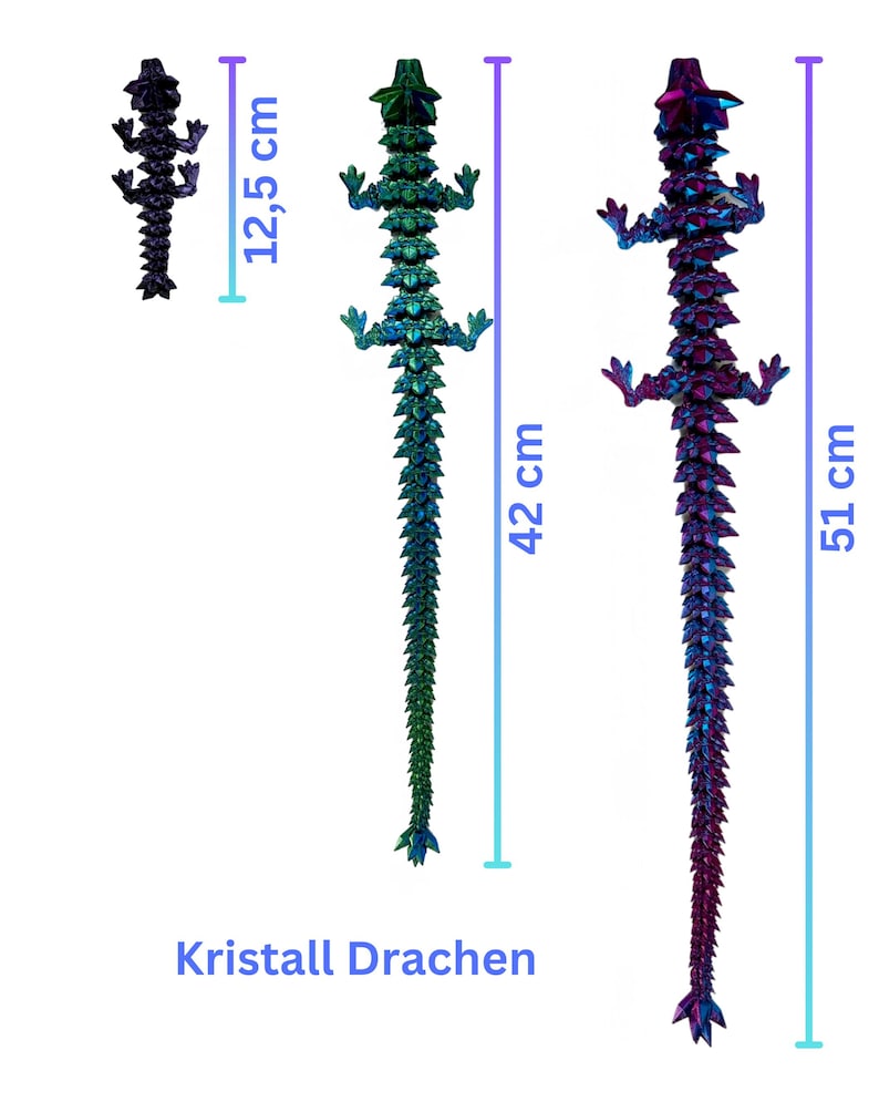 Drache 3D Druck Beweglicher Kristall Glieder Drache - Handgefertigter Kristall Drache für Dekoration und Sammler