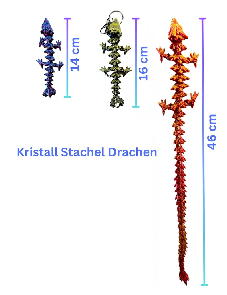 Drache 3D Druck Beweglicher Kristall Glieder Drache - Handgefertigter Kristall Drache für Dekoration und Sammler