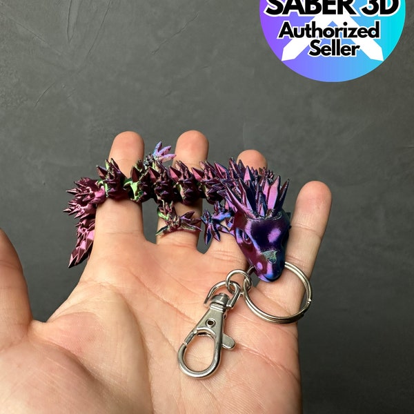Kristall Drachen Glieder Schlüsselanhänger 3D Druck Crytal Dragon Key Chain