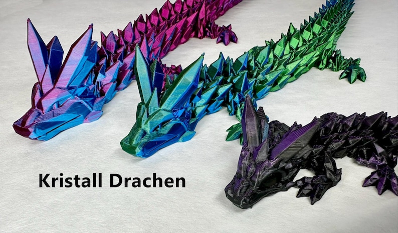 Drache 3D Druck Beweglicher Kristall Glieder Drache - Handgefertigter Kristall Drache für Dekoration und Sammler