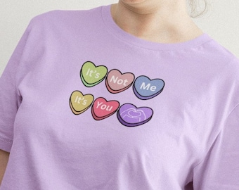 Valentine's Day T-shirt, Women's T-shirt, Candy Hearts, Anti-Valentine, Unisex Sized Jersey Short Sleeve Tee, Gift for Her