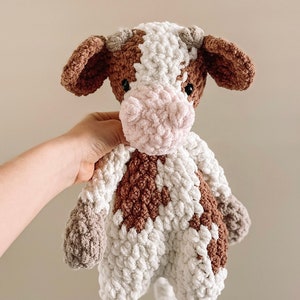 MADE TO ORDER | Cow Snuggler, Cow Stuffie, Cow Stuffed Animal, Plush Crochet Lovey, Crochet Animal, Baby
