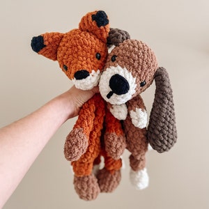 Made To Order | Sibling/Best Friends Snuggler, Fox & Hound Dog, Lovey, Plush, Crochet Stuffed Animal, Baby Shower Gift