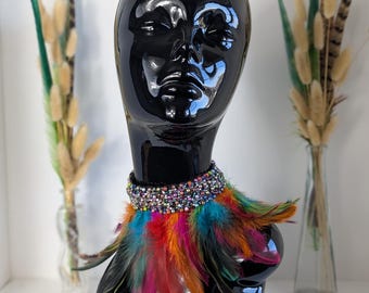 Rainbow Feather Choker