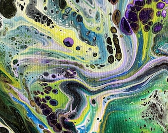 8" x 8" "Serpent Galaxy" Acrylic Pour Abstract