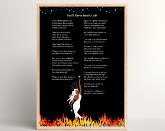You'll Never Burn Us All,  original poetry print wall art, A4 digital download, witchy decor, feminist