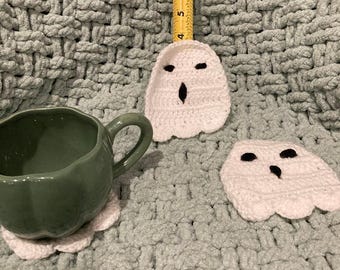Posavasos con temática de Halloween / Decoración de Halloween / Posavasos de crochet de Halloween / Posavasos de crochet / Posavasos de otoño / Posavasos fantasma