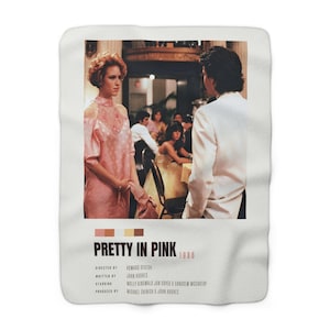 Sherpa Fleece Blanket, Pink 1980&#39;s Movie Poster Throw, Retro Film Lover Gift, Cozy Sofa Decor, Vintage Cinema Home Accessory