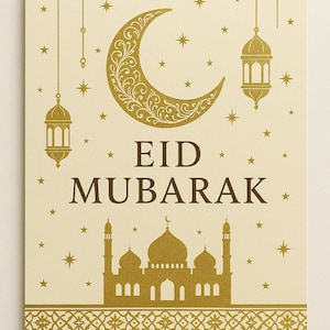 Conjunto elegante de cartões comemorativos de Eid-ul-Azha – Festival Islâmico de Eid Mubarak para impressão