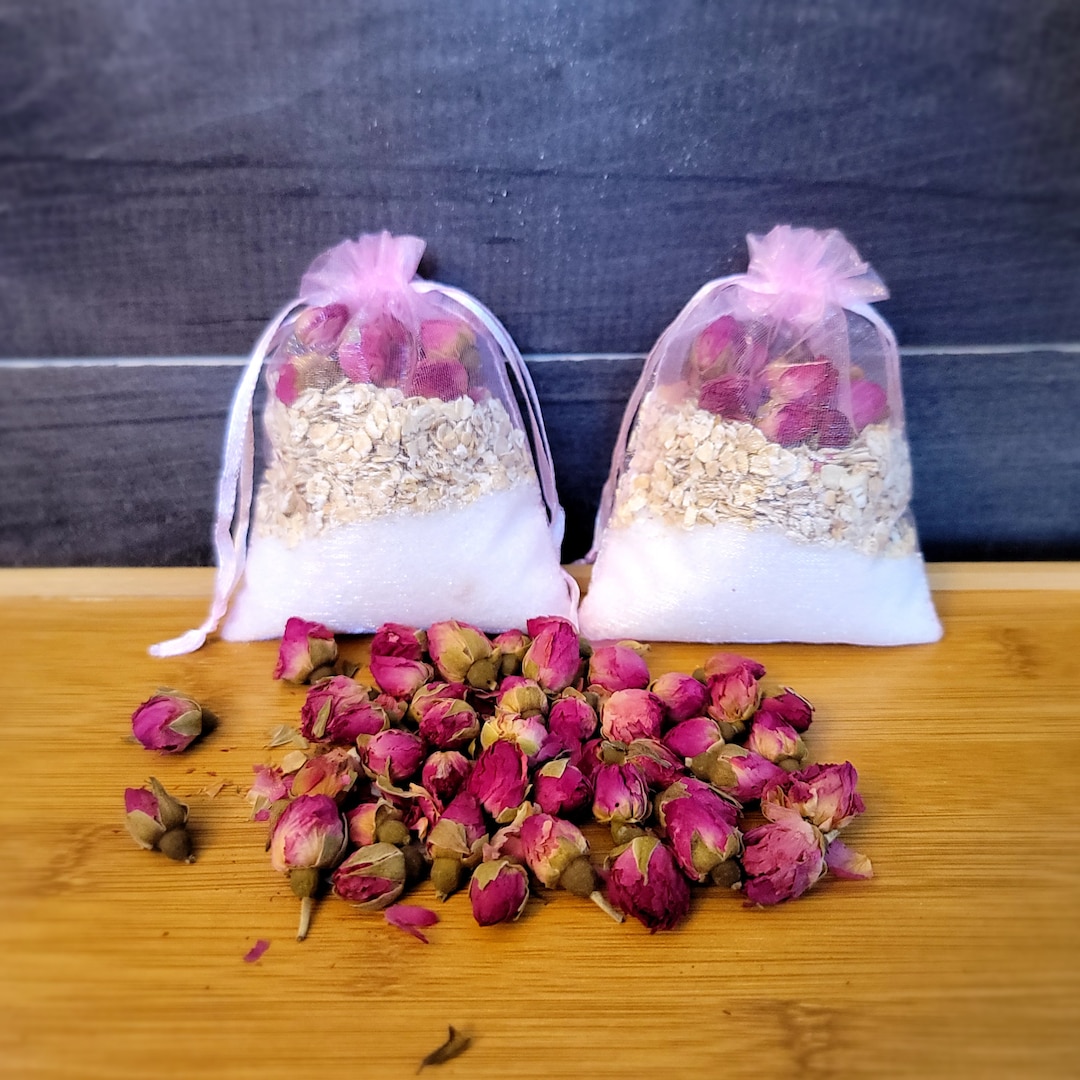 Rose Bath Sachet Bundle - Epsom Salt and Oats Infused With Rose Herbs ...