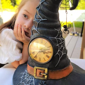 Vintage Witch Hat Clock & Frankenstein Lantern Set: Spooky Halloween ...