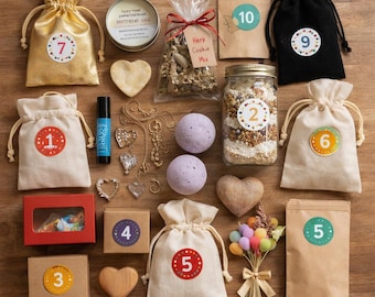 Mother’s Day Advent Calendar Gift Set, Surprise Countdown Self Care Box, Mom Birthday