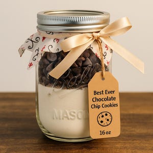 DIY Cookie Mix Jar Gift: Gourmet Chocolate Chip, Oatmeal & More (16oz)