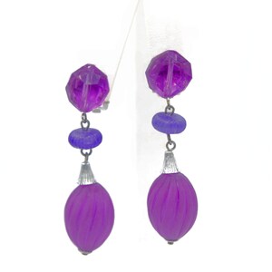 Fun 1960s Vintage Purple Drop Earrings