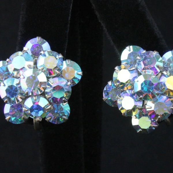 Weiss Blue Rhinestone Star Screwback Earrings