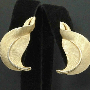 Trifari Twisted Leaf Goldtone Earrings