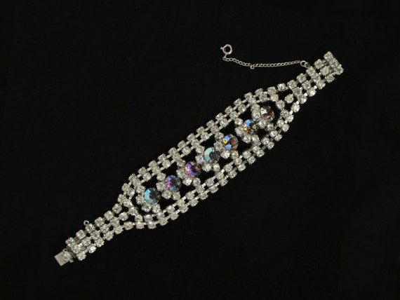 Domed Statement Rhinestone Bracelet - image 1