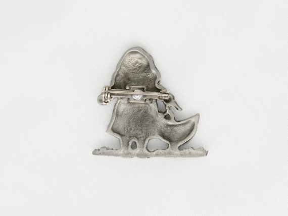 Goose Girl Pewtertone Figural Brooch - image 2