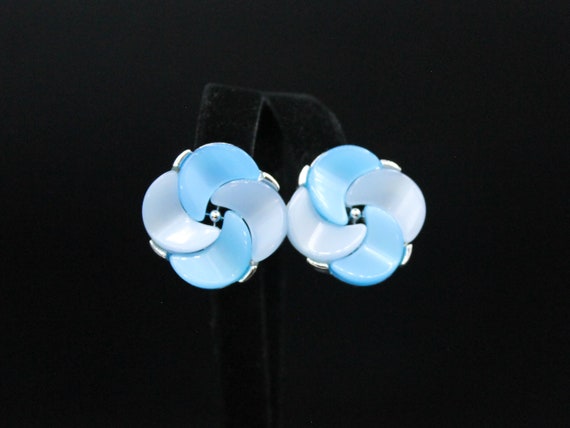 Lisner Blue Lucite Crescents Earrings - image 1