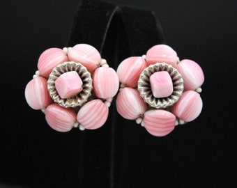 Hobé Variegated Pink Bead Cluster Earrings