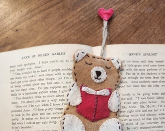 Brown Bear Bookmark, Felt Bookmark, Customize Bookmark, Teacher Gift, Readers Gift