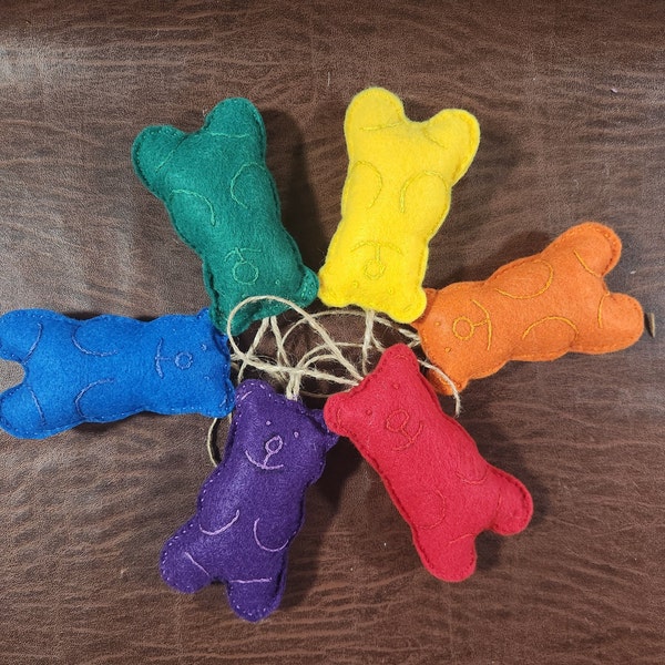 Felt Gummy Bear Baby Toys or Key Chain/ Rainbow Gummy Bears/ Pack of 6 Gift Pack