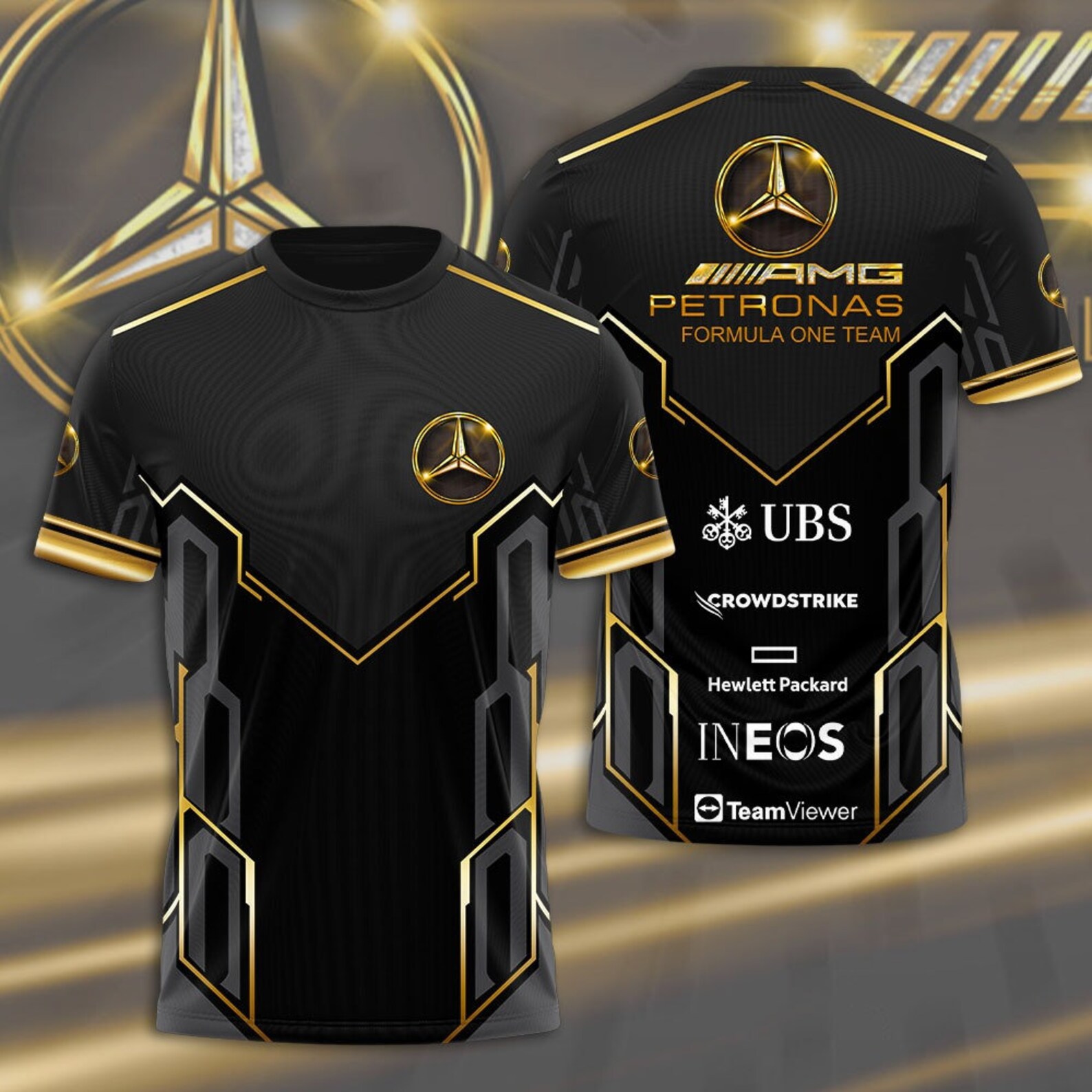 T-shirt Mercedes AMG Petronas F1 - Homme - Taille M - Noir (Très Bon état)