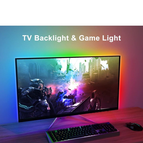 Tv Led Backlight, 6.56ft Led Light Strip for 30-50in TV, RGB USB Led Lights with Remote & 16 Color Changing Lighting