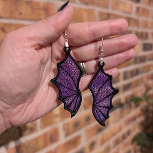Batwing Earrings | Multiple Colors | Glow in the Dark | Handmade and Lightweight Freestanding Lace | Perfect for spooky season!