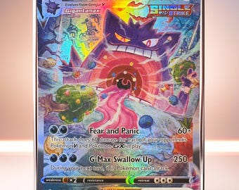 Gengar VMAX Proxy Card – Fusion Strike – Alternate Art (V2) – Premium Quality | Proxy/DIY [English or Japanese] | Textured Holographic