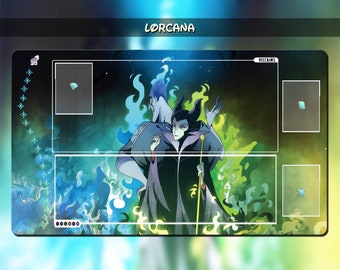 Hades X Maleficent | Playmat TCG for DISNEY Lorcana (With or Whitout Zones) | 24*14in (60*35cm) | Trading Card Game Playmat | I Gamers Gift