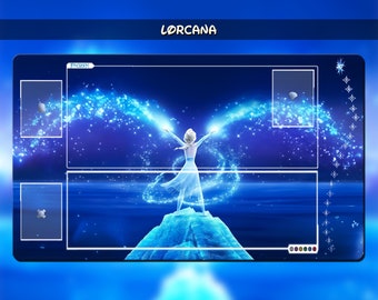 Elsa - Frozen | Playmat TCG for DISNEY Lorcana (With or Whitout Zones) | 24*14in (60*35cm) | Trading Card Game Playmat | I Gamers Gift