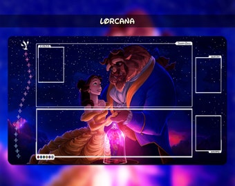 Beauty and the Beast | Playmat TCG for DISNEY Lorcana (With or Whitout Zones) |24*14in (60*35cm)| Trading Card Game Playmat | I Gamers Gift