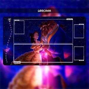 Beauty and the Beast | Playmat TCG for DISNEY Lorcana (With or Whitout Zones) |24*14in (60*35cm)| Trading Card Game Playmat | I Gamers Gift