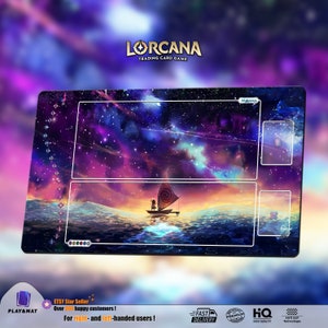 Moana Playmat Disney Lorcana – Custom TCG Mat | Moana Ocean Scene | Neoprene Game Mat with Lore Track & Zones | Gift for Card Players