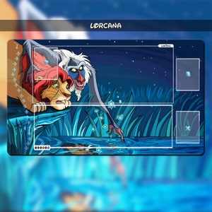 The Lion King | Playmat TCG for DISNEY Lorcana (With or Whitout Zones) | 24*14in (60*35cm) | Trading Card Game Playmat | I Gamers Gift