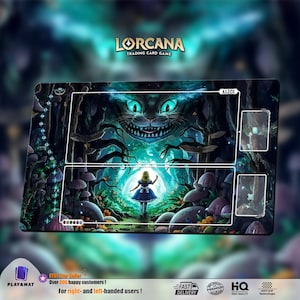 Alice Playmat for Disney Lorcana – Custom TCG Mat | Cheshire Cat Forest Design | Neoprene Game Mat with Optional Lore Track & Zones