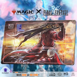 Auron - MTG x FF Playmat/Deskmat | Universes Beyond TCG Mat 24x14" | Ultra Quality Print | Custom Design | Stitched Edge