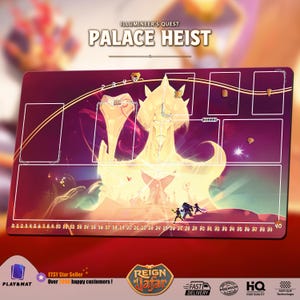 Palace Heist Playmat for Disney Lorcana - Illumineer’s Quest #1| Custom TCG Mat with Optional Zones & Lore Track | Jafar Boss Battle | Gamer