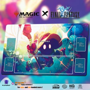 Vivi MTG x FF Playmat | Universes Beyond TCG Mat 24x14" | Cloud Tifa Sephiroth Art | Custom Design | Gift for Player, Gamer or Fan