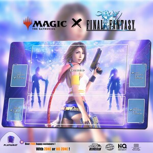 Yuna Gun Girls - MTG x FF Playmat | Universes Beyond TCG Mat 24x14" | Cloud Tifa Sephiroth | Custom Design | Gift for Player, Gamer or Fan