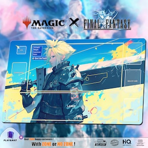 Cloud Strife - MTG x FF Playmat/Deskmat | Universes Beyond TCG Mat 24x14" | Ultra Quality Print | Custom Design | Stitched Edge