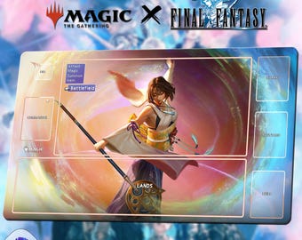 Yuna - MTG x FF Playmat/Deskmat | Universes Beyond TCG Mat 24x14&quot; | Ultra Quality Print | Custom Design | Stitched Edge